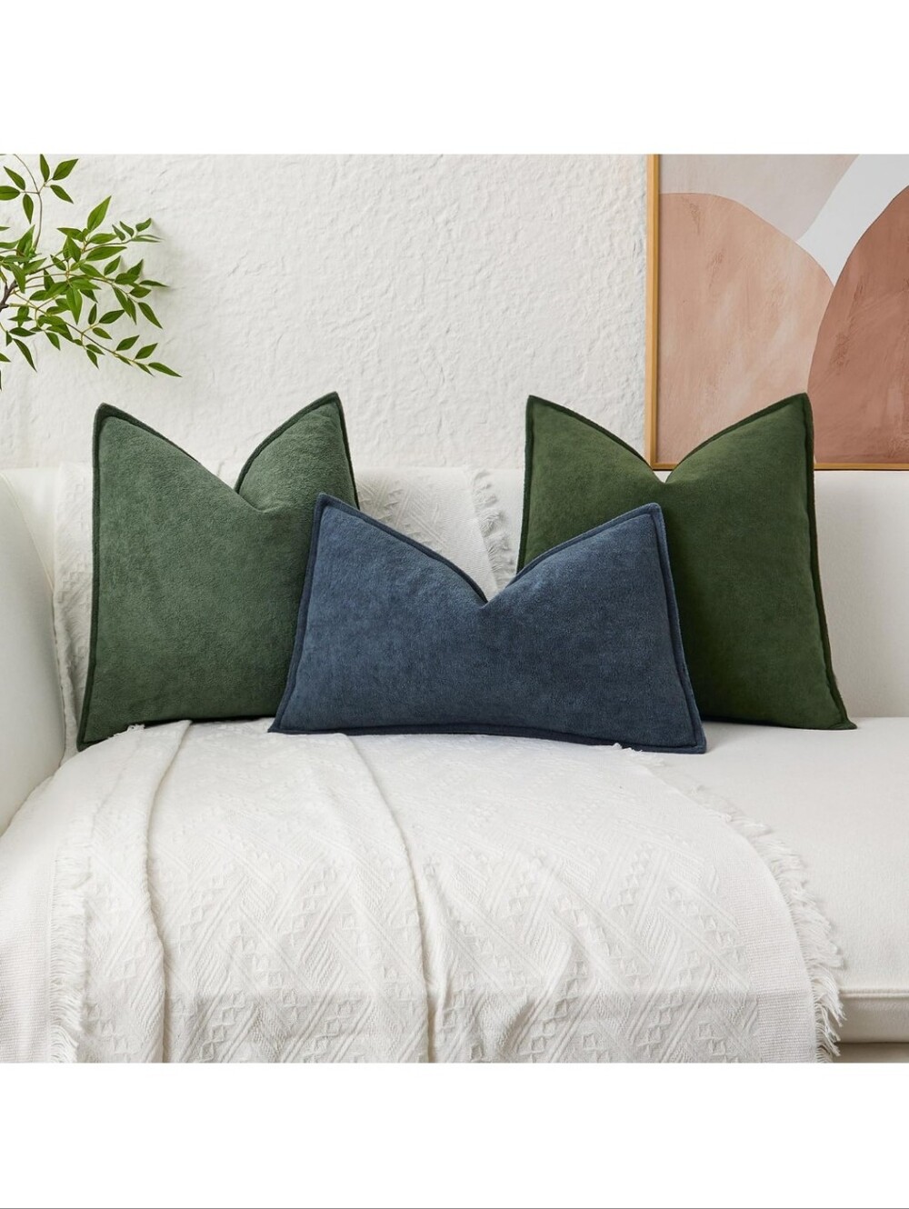 Kevin Textile Soft Waterproof Pillow Covers 26x26 Inch 2 Pack, Moss GreenHome